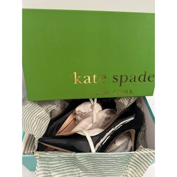 Kate spade Viola Black Patent Leather White Bow Pumps size 10 NIB - Picture 13 of 13